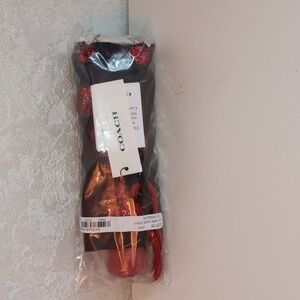 Coach Black and Red Compact Umbrella